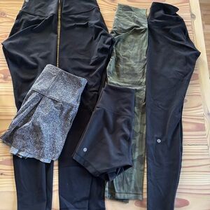 Huge Lululemon Bundle!!! 4 pairs of leggings, shorts and skirt all size 6!